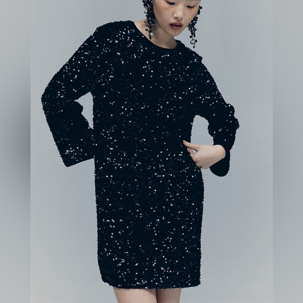 H&M SEQUINED A-LINE DRESS - Women's Size M